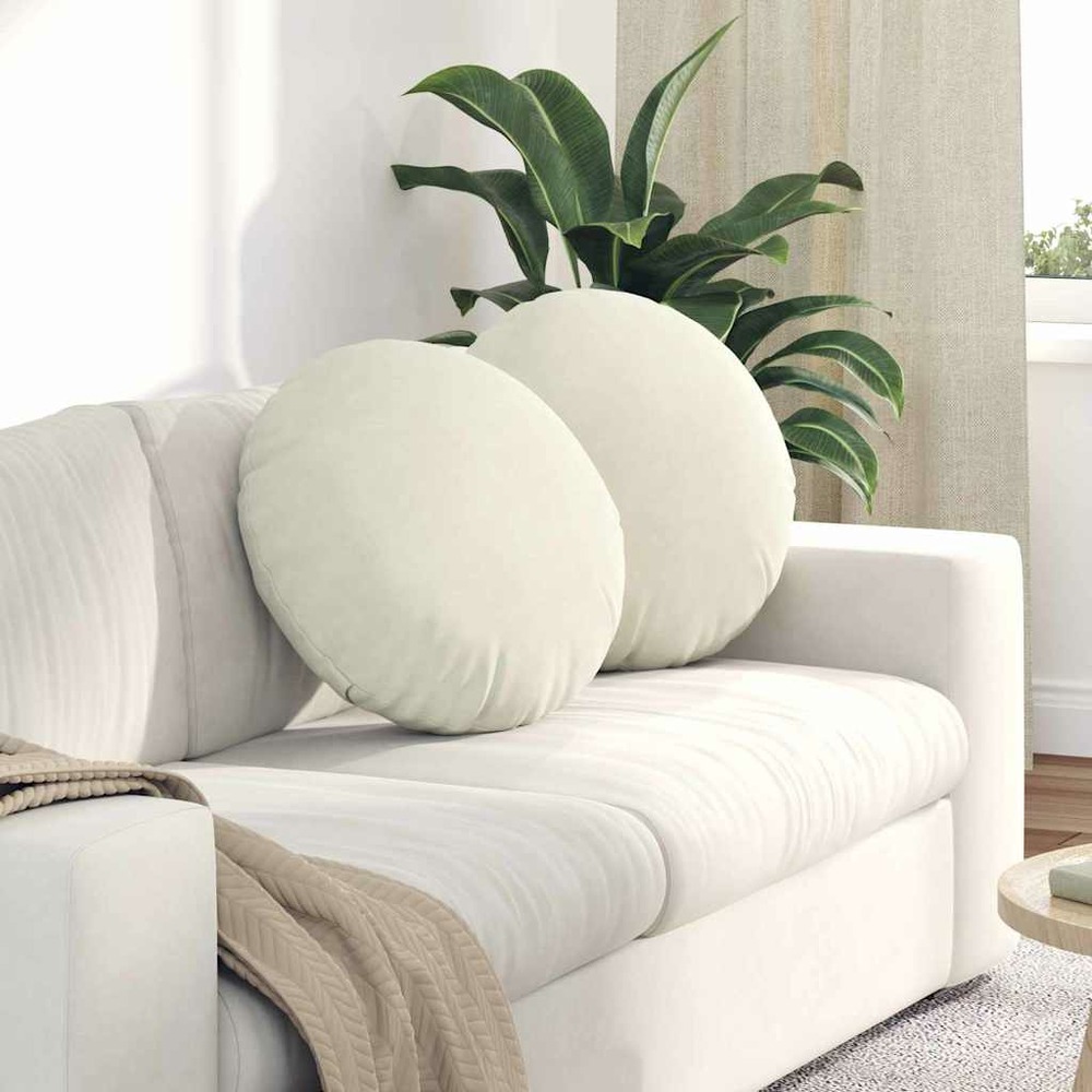 Coussins de siège 2 pcs crème ø50 x 19 cm velours