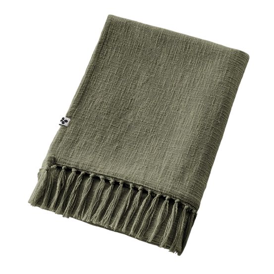 Plaid a franges en coton sixtine