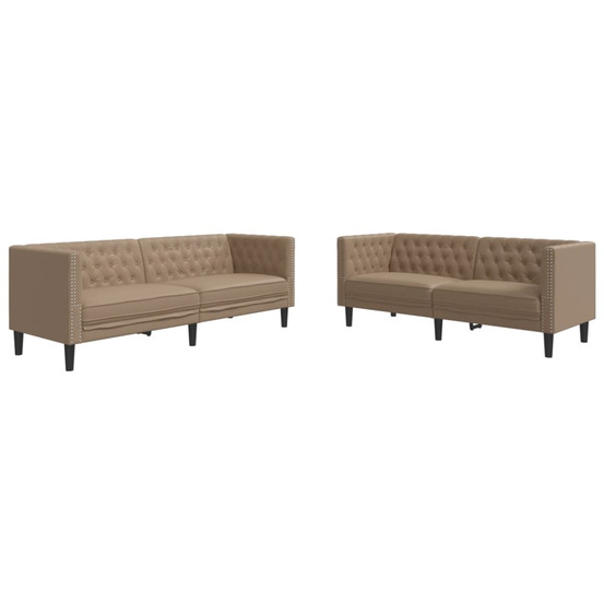 Ensemble de canapé chesterfield 2 pcs cappuccino similicuir