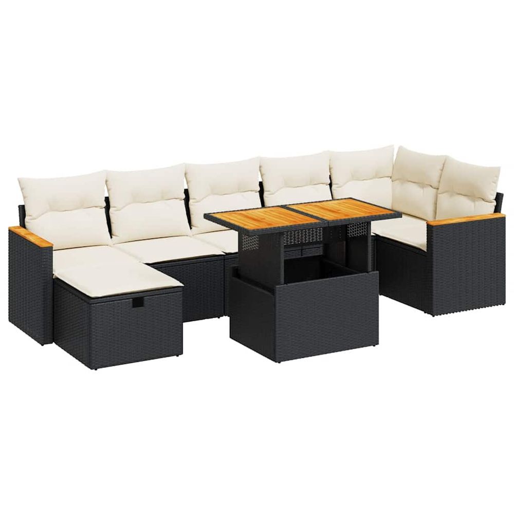 Salon de jardin 5 pcs avec coussins noir résine tressée