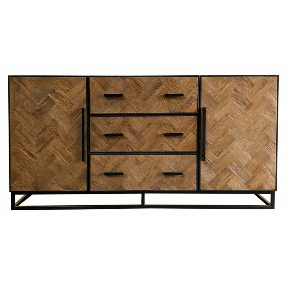 Buffet bas 2 portes 3 tiroirs bois marron - haussmann interior's