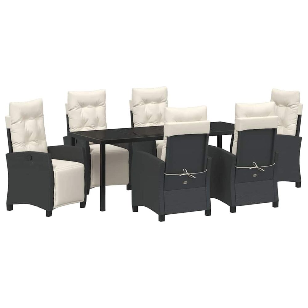 Ensemble de salle à manger pour jardin 7 pc noir polyrotin