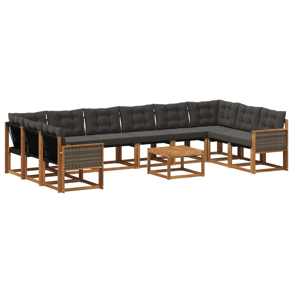 Ensemble de canapés d'extérieur 11 pc naturel et noir