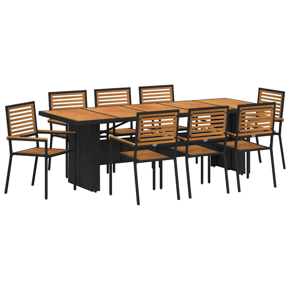 Ensemble de salle à manger pour jardin 9 pcs noir et marron