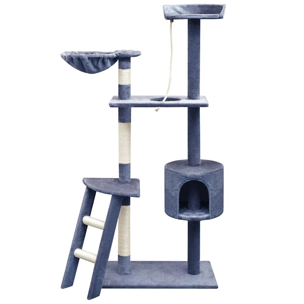Grand arbre à chat 150 cm avec hamac griffoir sisal et échelle bleu