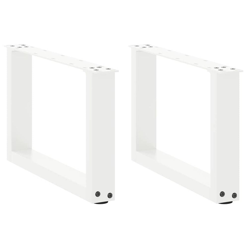 Pieds de table basse en u, 2 pièces, blanc, 50 x (30-31) cm, acier