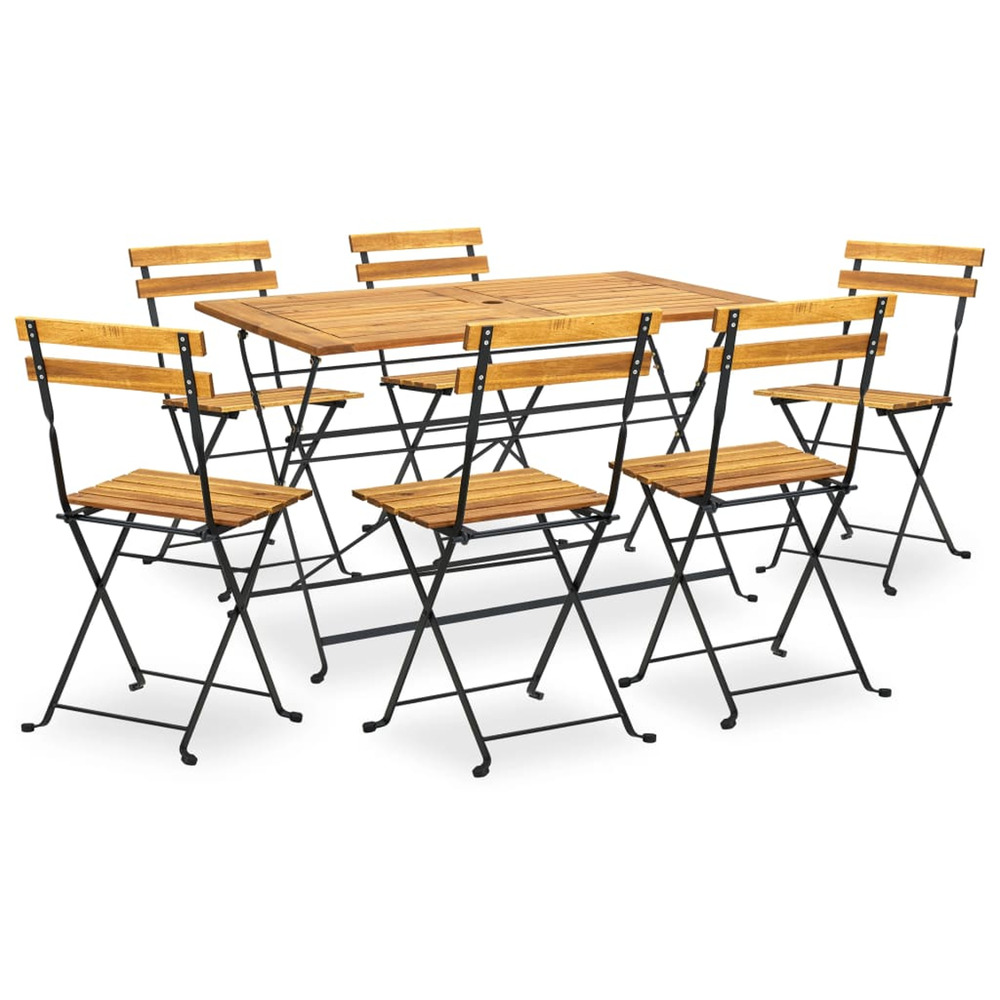 Ensemble à manger d'extérieur pliable 7pcs bois d'acacia solide