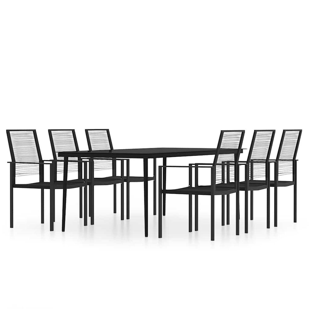 Ensemble à manger de jardin 7 pcs noir