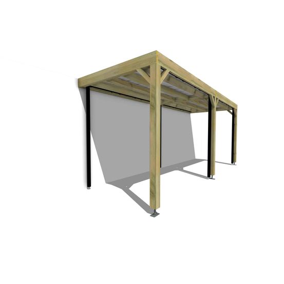Carport bois adossé 13 m² • 6 x 2 m • hauteur de passage 2,37 m • sens largeur • livraison comprise