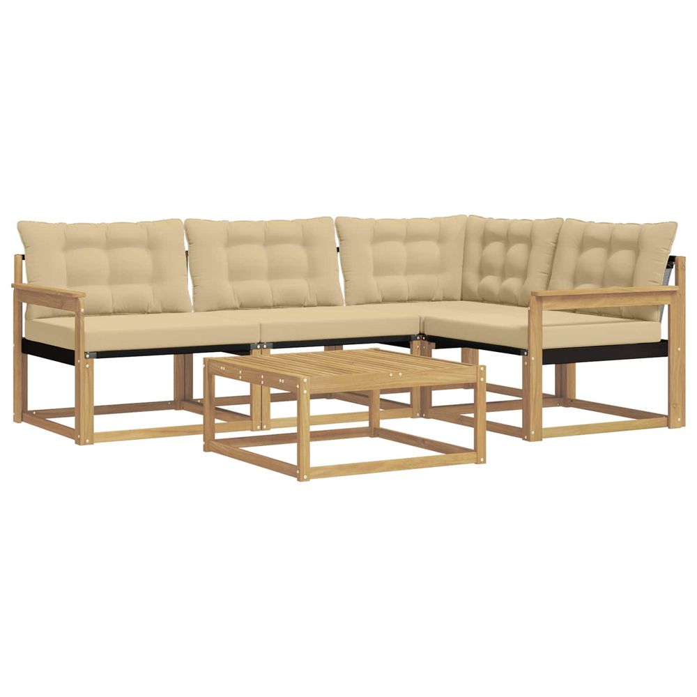 Ensemble de canapés d'extérieur 5 pc blanc et beige