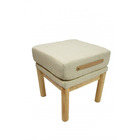 Repose pied, bout de canapé tabouret pouf tissu chiné beige pied bois de chene scandinave 35x35x40cm - meuble de salon