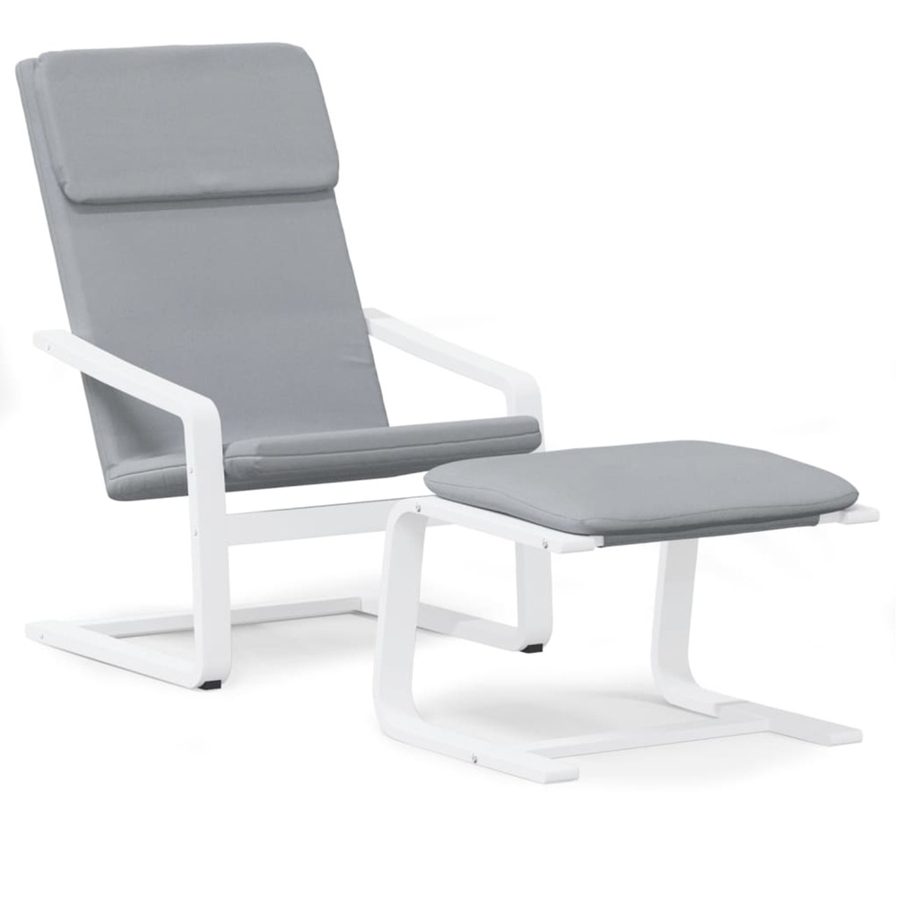 Chaise de relaxation avec repose-pied gris clair tissu