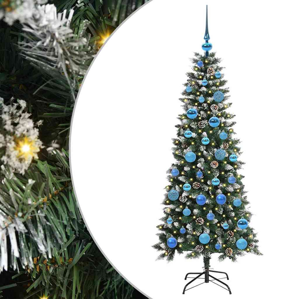 Sapin de noël artificiel vert 150 cm pvc, plastique et acier