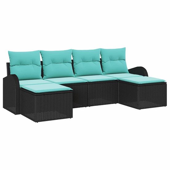 Ensemble de canapés 6 pc noir et turquoise polyrotin