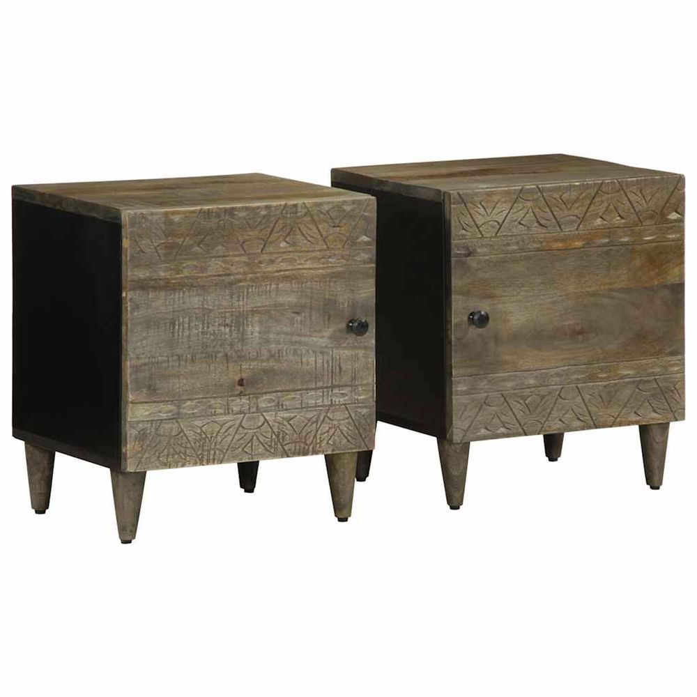 Tables chevet 2 pcs gris clair 40x33x46 cm bois manguier solide