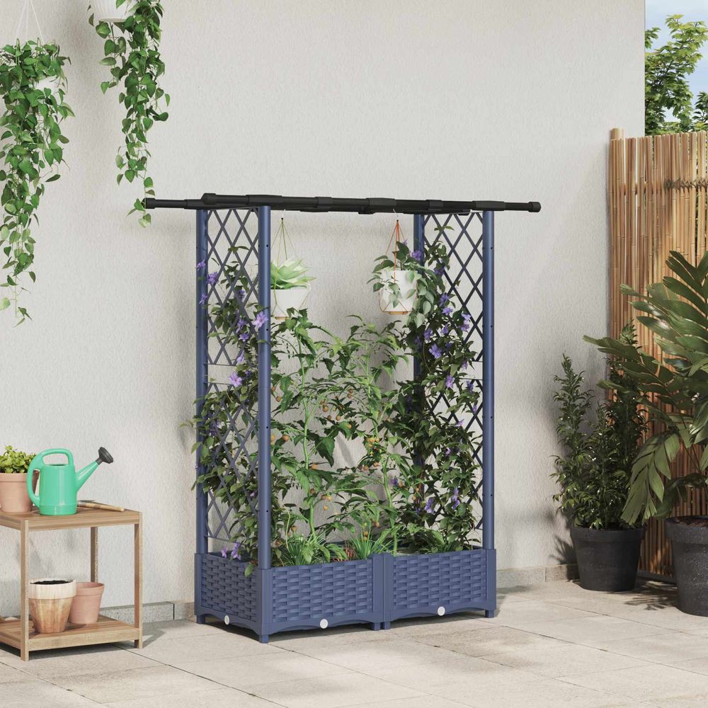 Jardinière surélevée polypropylène extérieur plantes grimpantes 122x121cm gris