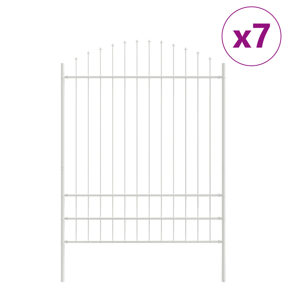 Clôture de jardin avec un sommet en arc, blanche, 11,9x2 m, en acier