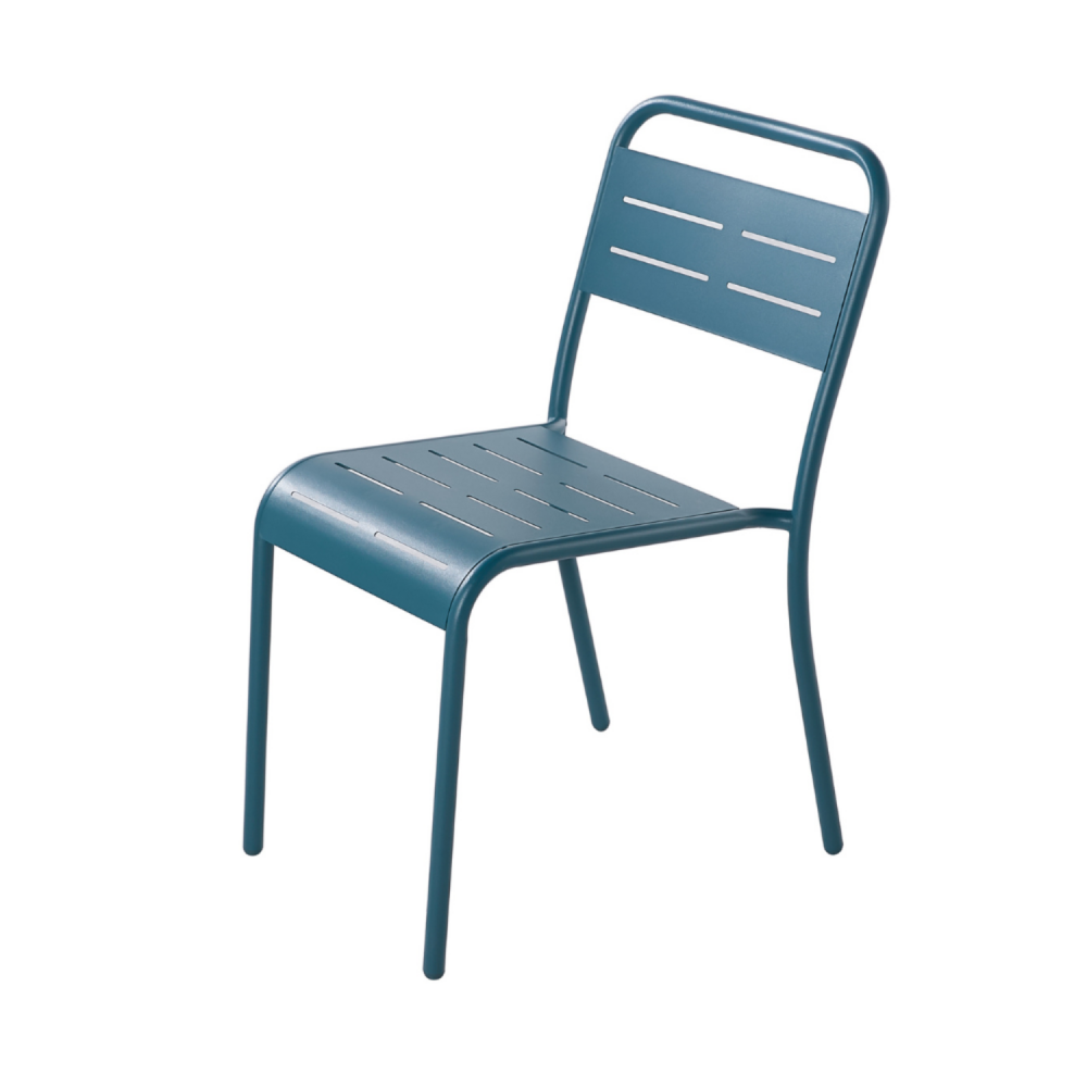 Lot de 6 chaises en acier bleu bergame