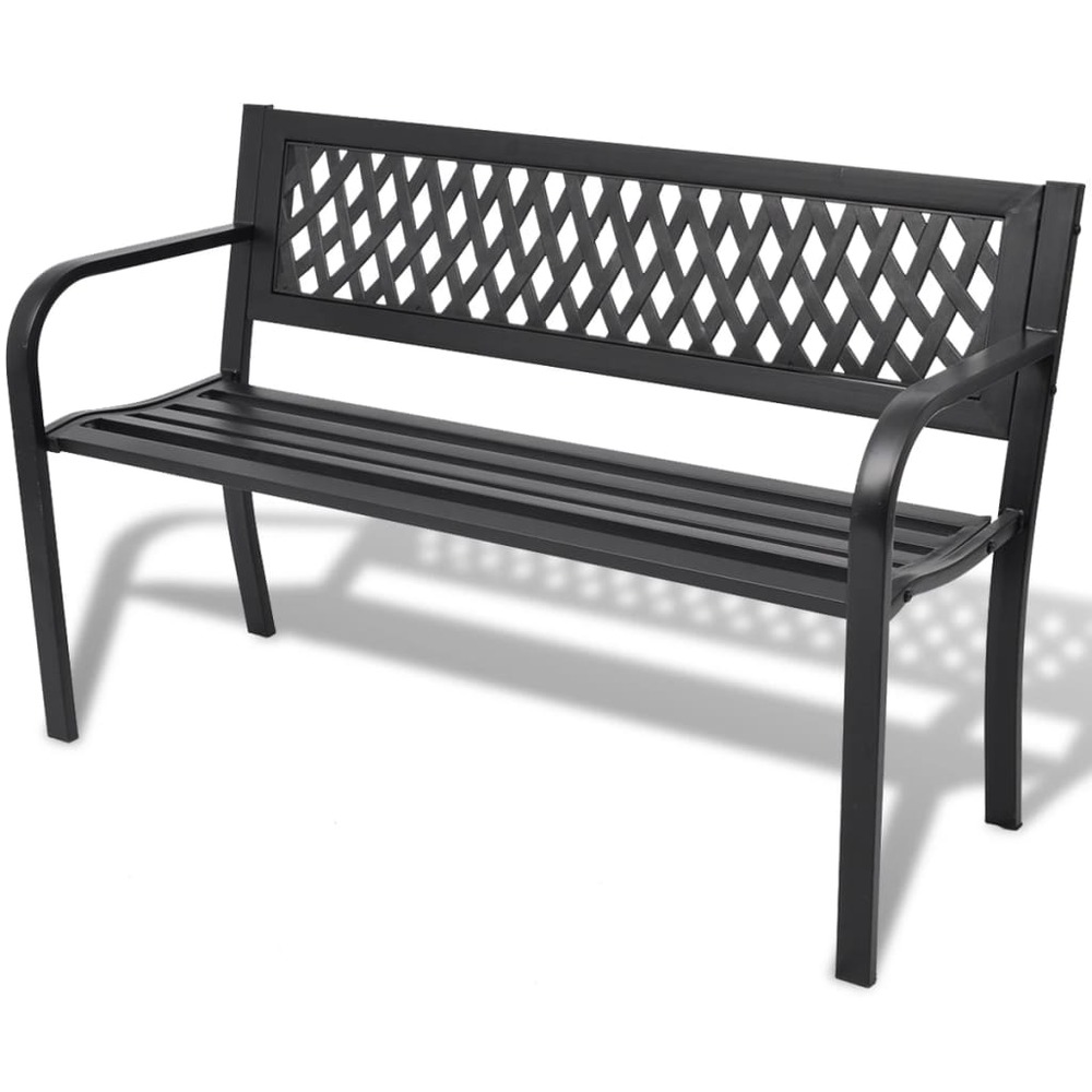 Banc de jardin meuble de patio d'extérieur terrasse 118 x 50 x 75 cm acier noir