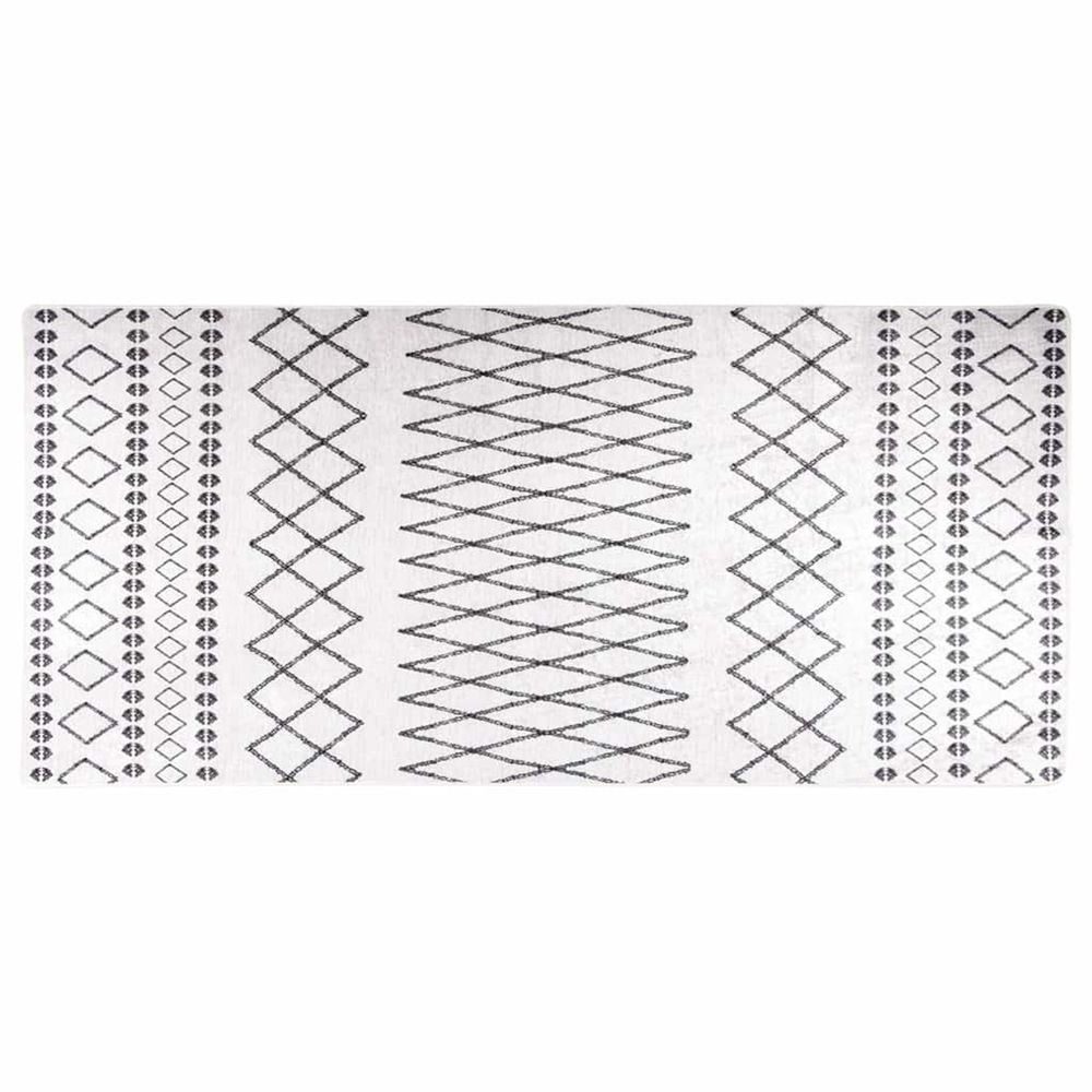 Tapis lavable 80x300 cm blanc et noir