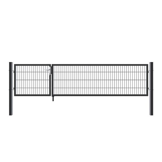 Home deluxe - portail de jardin à double battant aditus - anthracite, 80 x 350 cm - avec poignée, serrure, clés et verrouillage au