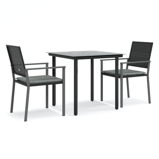 Ensemble à manger de jardin 3 pcs coussins résine tressée acier