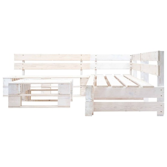 Salon de jardin palette 4 pcs bois blanc