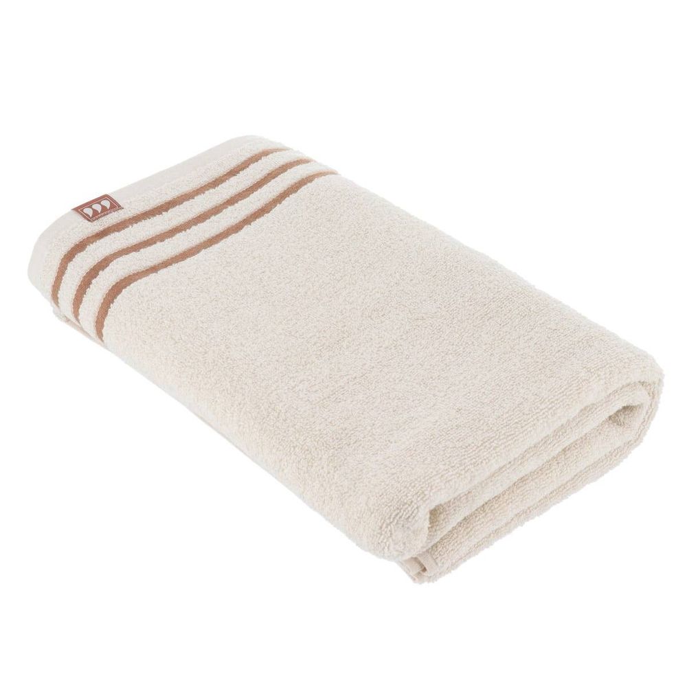 Serviette de bain a rayures 90x150 cm 100% coton - ivoire/mocha