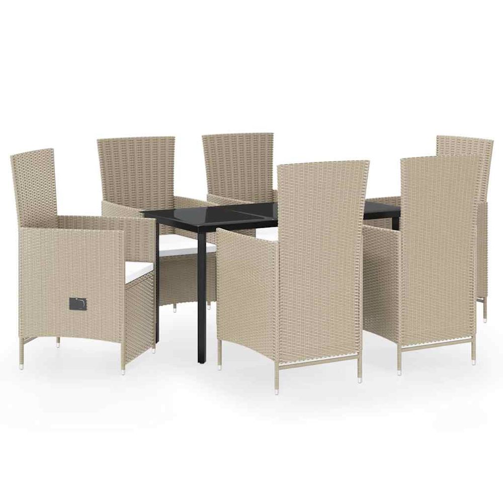 Ensemble à manger de jardin avec coussins 7 pcs beige