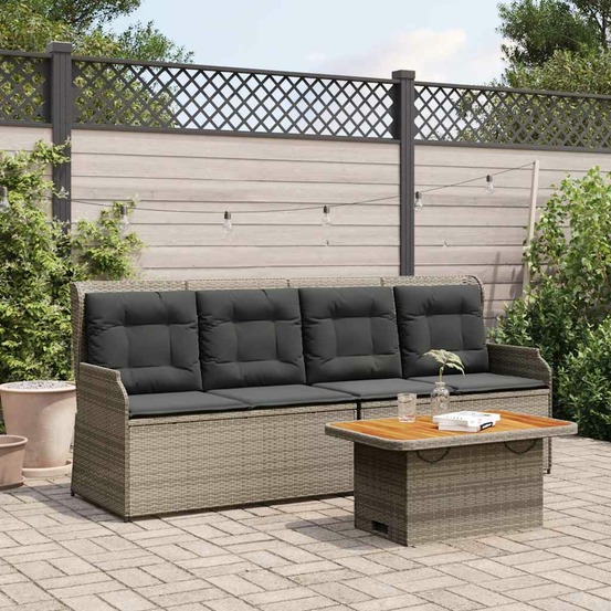 Salon de jardin 3 pcs avec coussins gris résine tressée