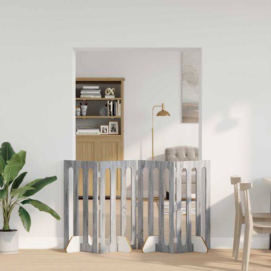 Parc animaux bois ingénierie maison séparation pliable gris sonoma 201x90cm
