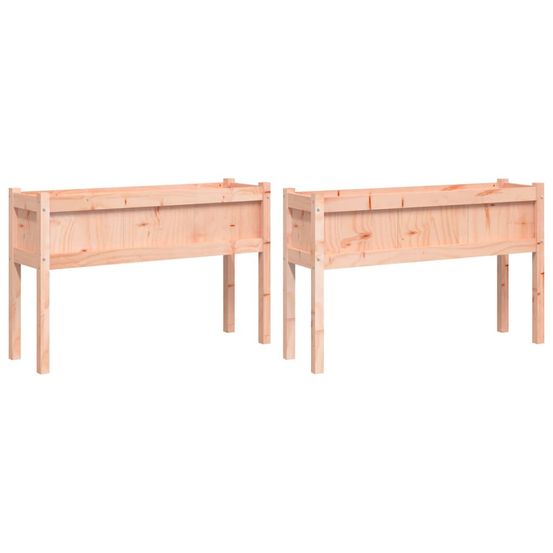 Jardinière bac lit surélevé plantes fleurs jardin terrasses lot de 2 avec pieds bois massif douglas marron