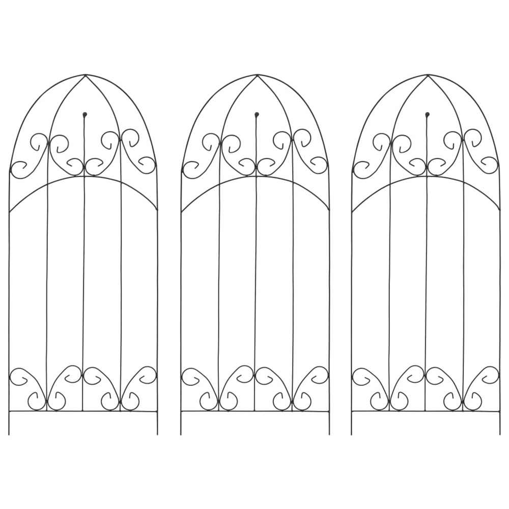 Supports pour plantes grimpantes 3 pcs noir 40x100 cm fer