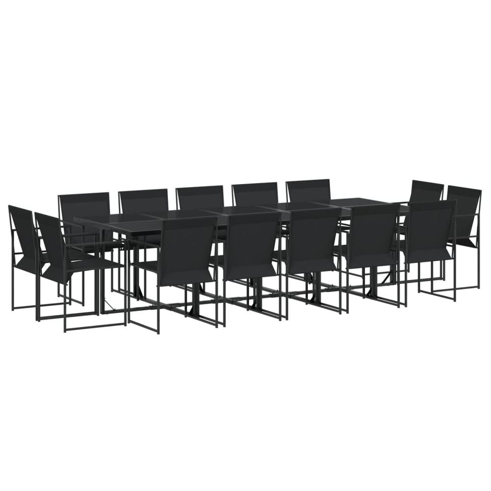 Ensemble à manger de jardin 15 pcs noir textilène