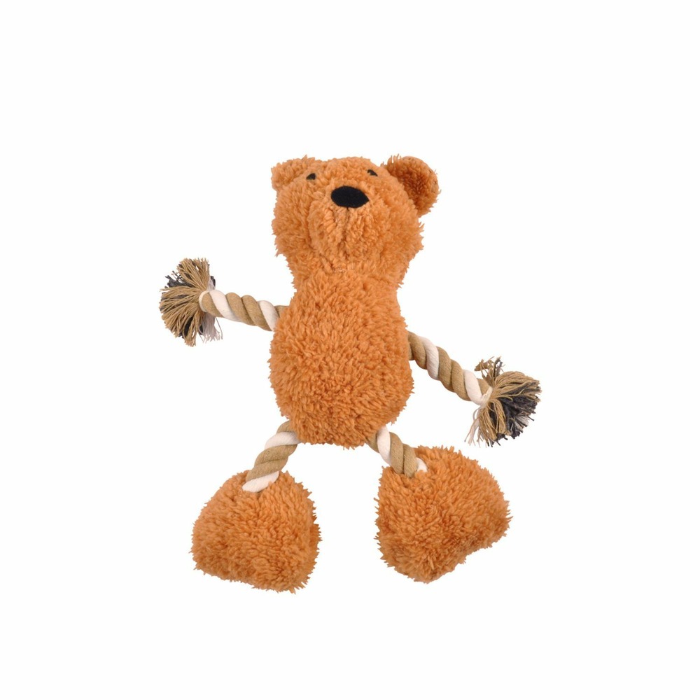 Peluche ours en corde pour chien - marron