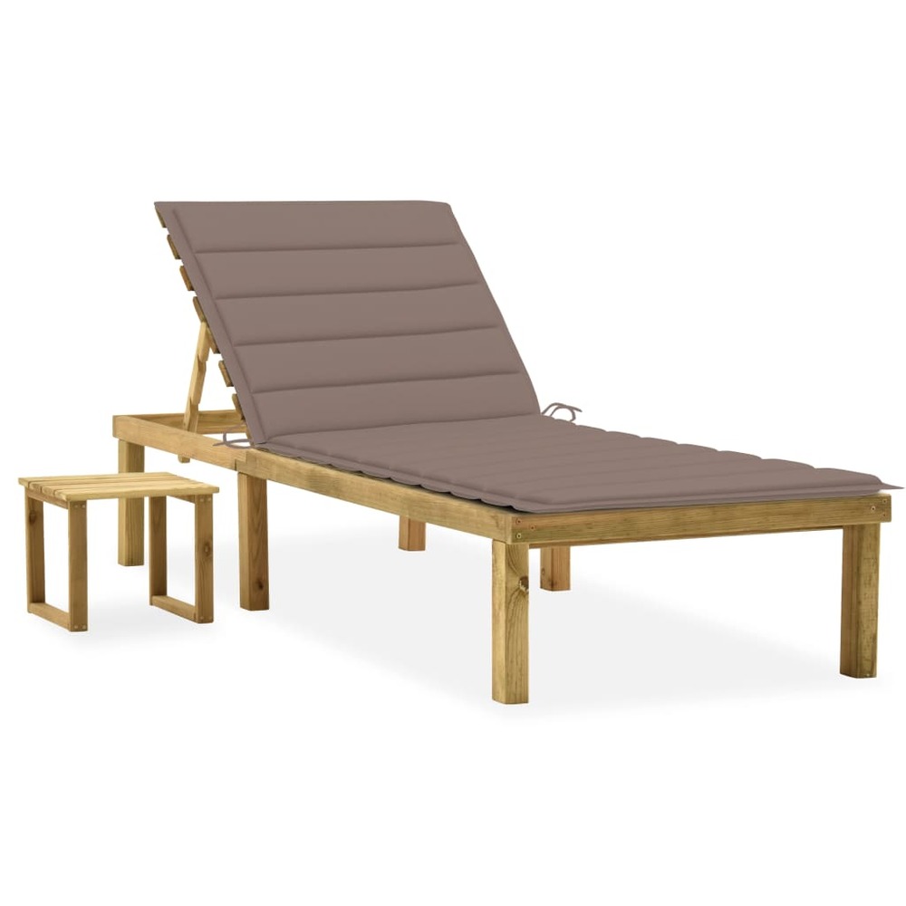 Transat chaise longue bain de soleil lit de jardin terrasse meuble d'extérieur avec table et coussin pin imprégné