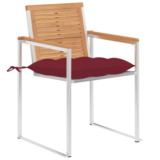 Chaises de jardin lot de 4 avec coussins bois de teck massif