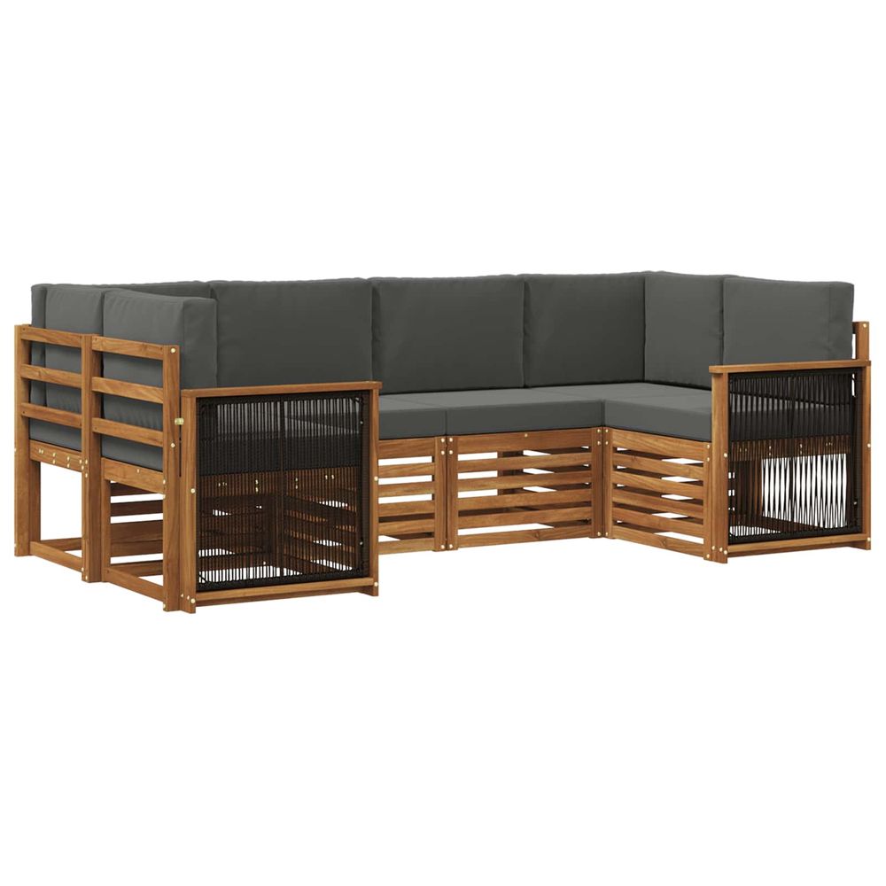 Ensemble de canapés d'extérieur 5 pc naturel et anthracite