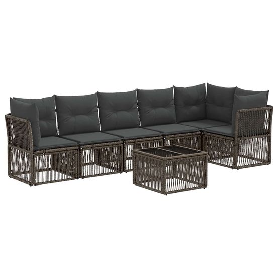 Ensemble de canapé de jardin 7 pc gris polyrotin