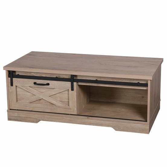 Table basse new york 1 porte coulissante - marron