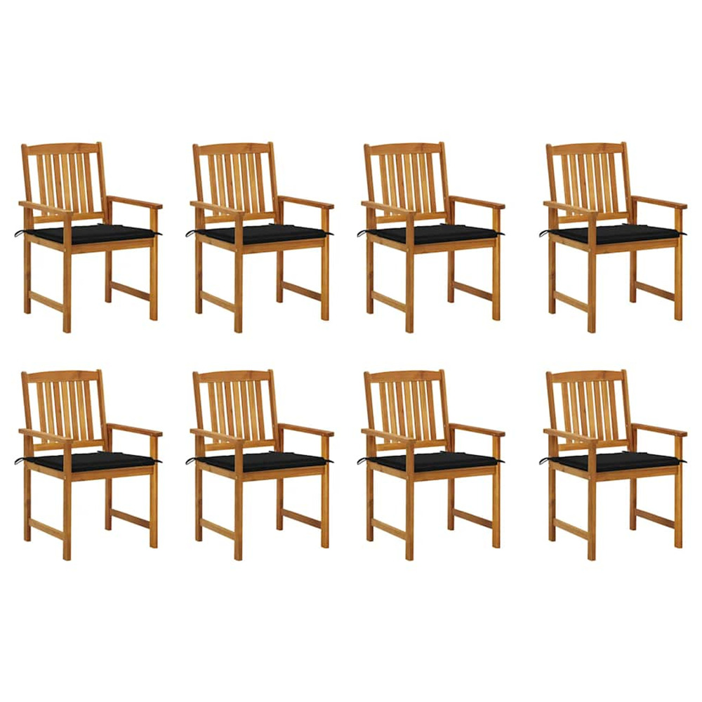 Chaises de jardin avec coussins lot de 8 bois d'acacia solide