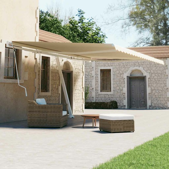 Auvent manuel rétractable sur pied 600x300 cm crème