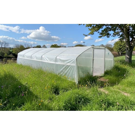 Serre tunnel de jardin - 30m² - 4 x 7,5m - pieds droits - compacte 180 - les serres tonneau