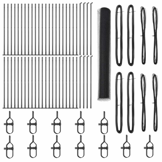 Clôture avec poteaux gris 1.2 x 100 m acier recouvert de pvc