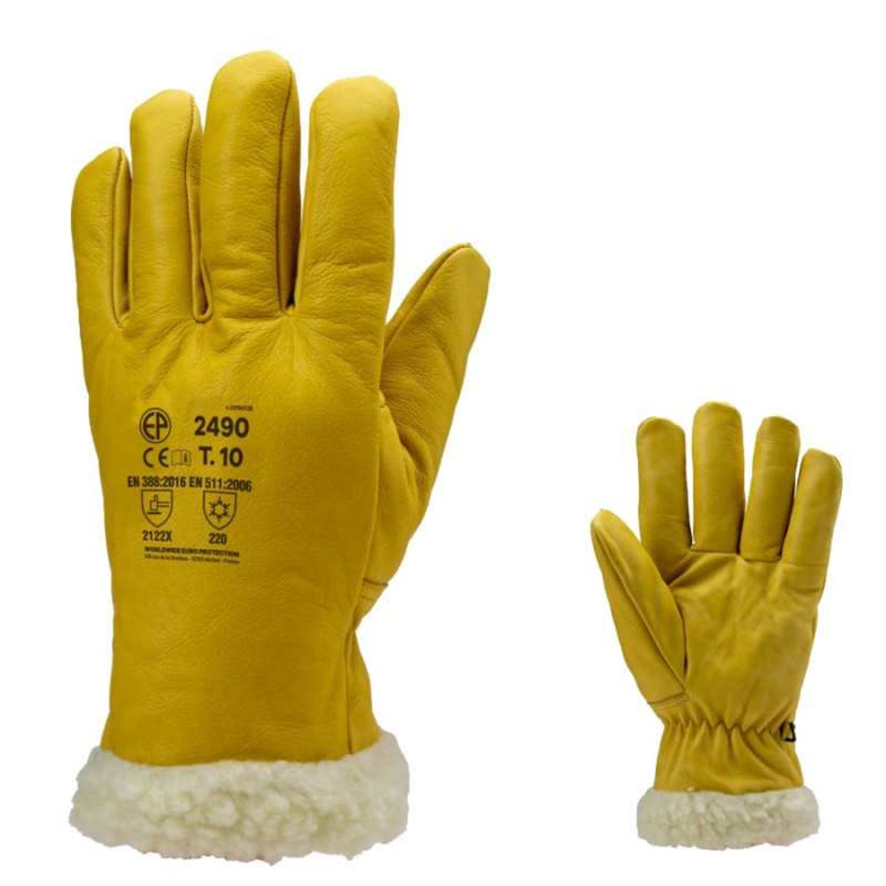 Gant américain islande eurotechnique thermique fourré cuir jaune t10 coverguard 2490