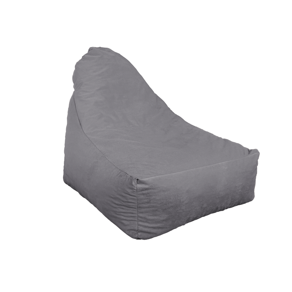 Pouf fauteuil xxl d'intérieur en tissu velours - 120x70x90 cm - gris clair