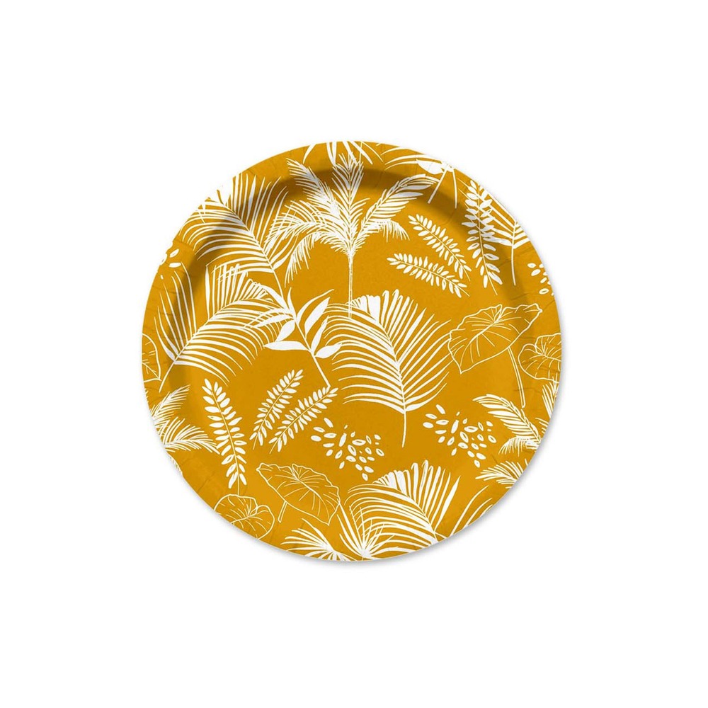 Set de 10 assiettes en carton 18 cm palmier exotique