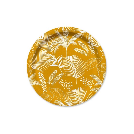 Set de 10 assiettes en carton 18 cm palmier exotique