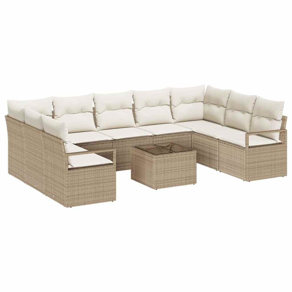 Ensemble de canapé de jardin 10 pc beige et crème polyrotin