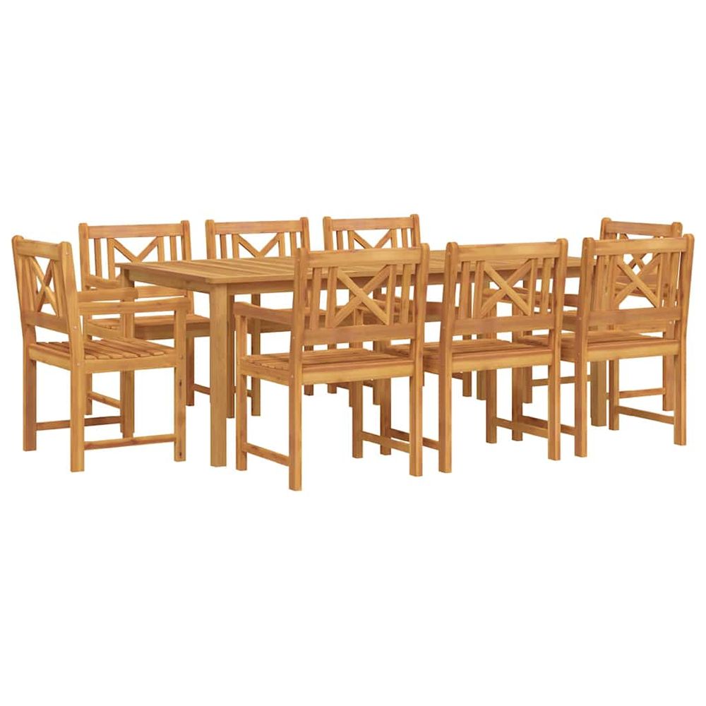 Ensemble de salle à manger pour jardin 9 pc 8 place marron